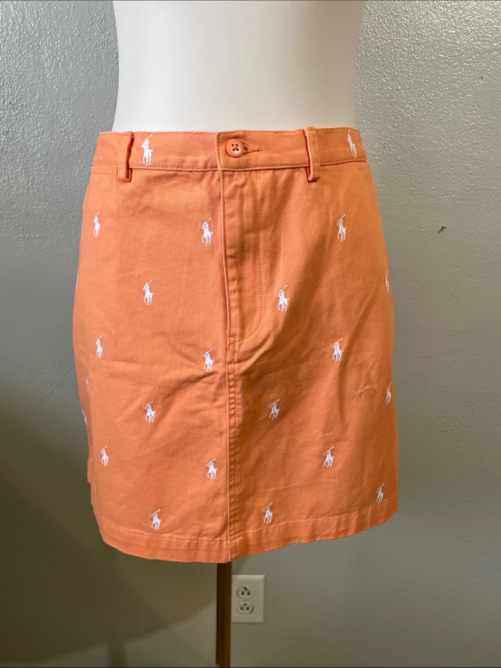 Pony Embroidered Orange Mini Cotton Skirt 14 Vols Golf Ralph Lauren Sport NWT